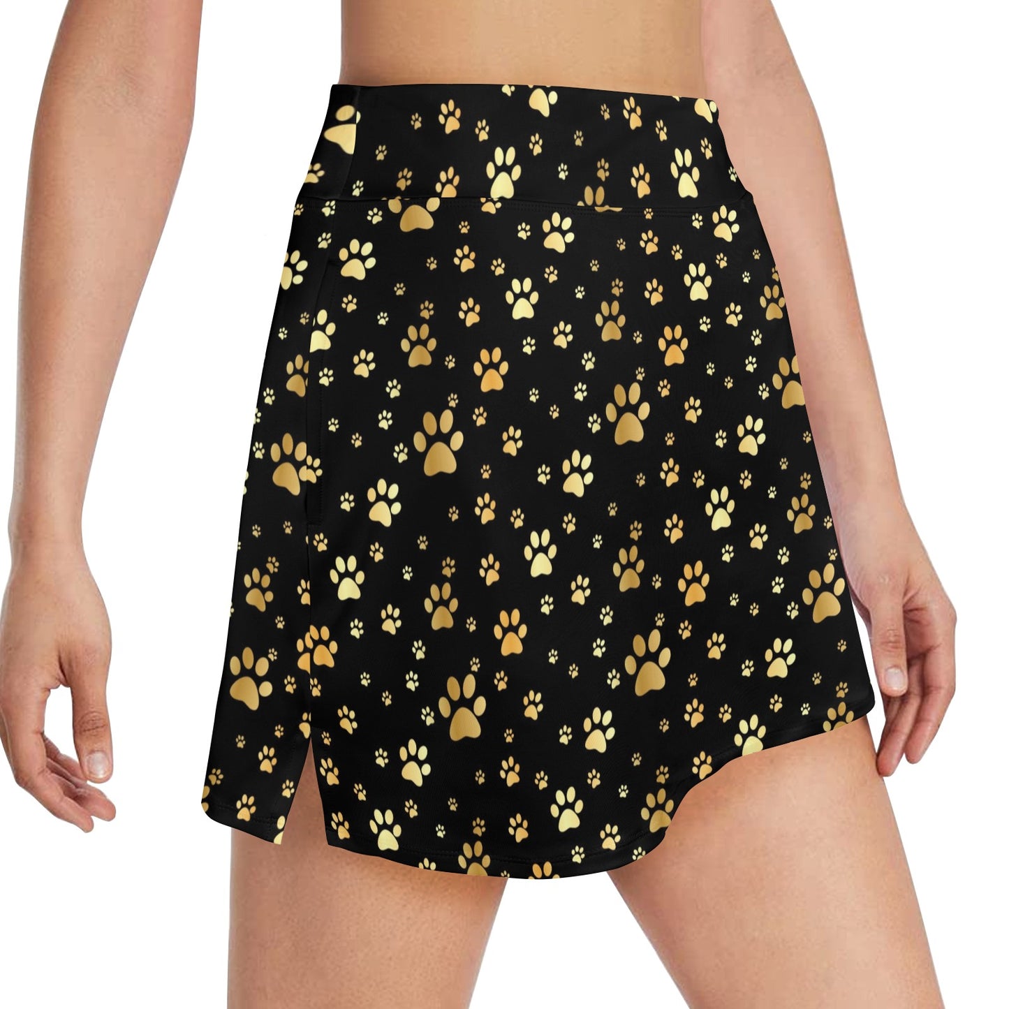Paw Gold Print 17" Golf & Pickleball Skort with Pockets