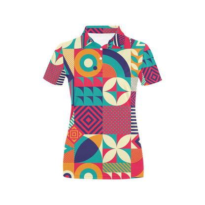 Mosaic Pattern Print Design 03 Women's Polo Shirt