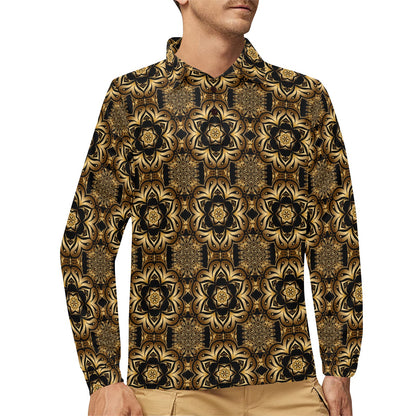 Celtic Pattern Print Design 07 Long Sleeve Polo Shirt For Men's
