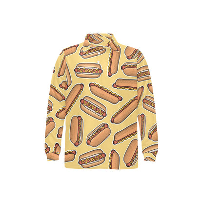 Hot Dog Pattern Print Design 01 Long Sleeve Polo Shirt For Men's