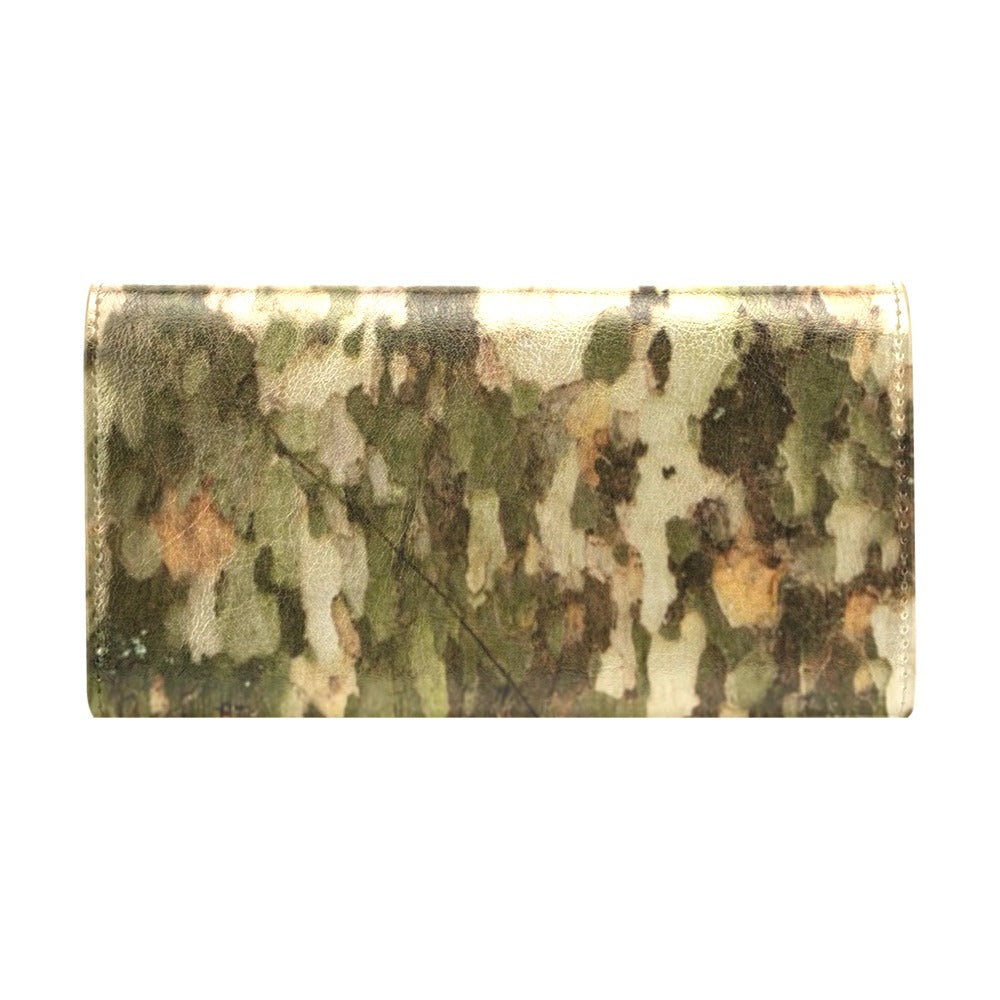Camo Realistic Tree Texture Print Women's Trifold Wallet