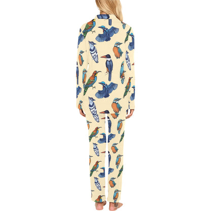 Kingfisher Bird Pattern Print Design 04 Women's Long Pajama Set