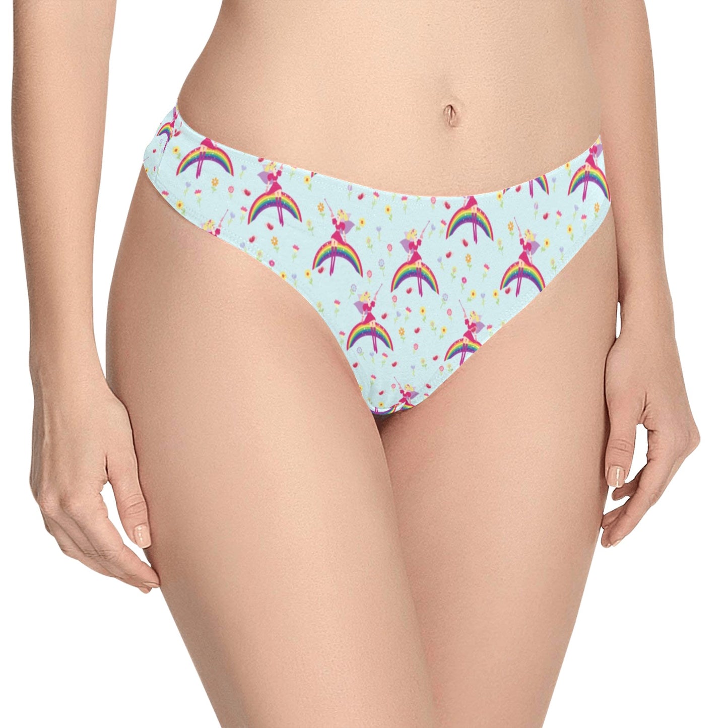 Fairy with Rainbow Print Pattern Women's Thongs
