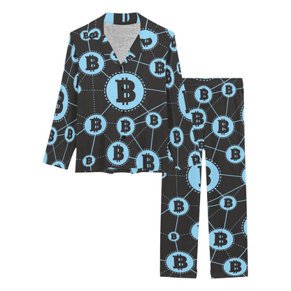 Cryptocurrency Pattern Print Design 02 Women's Long Pajama Set