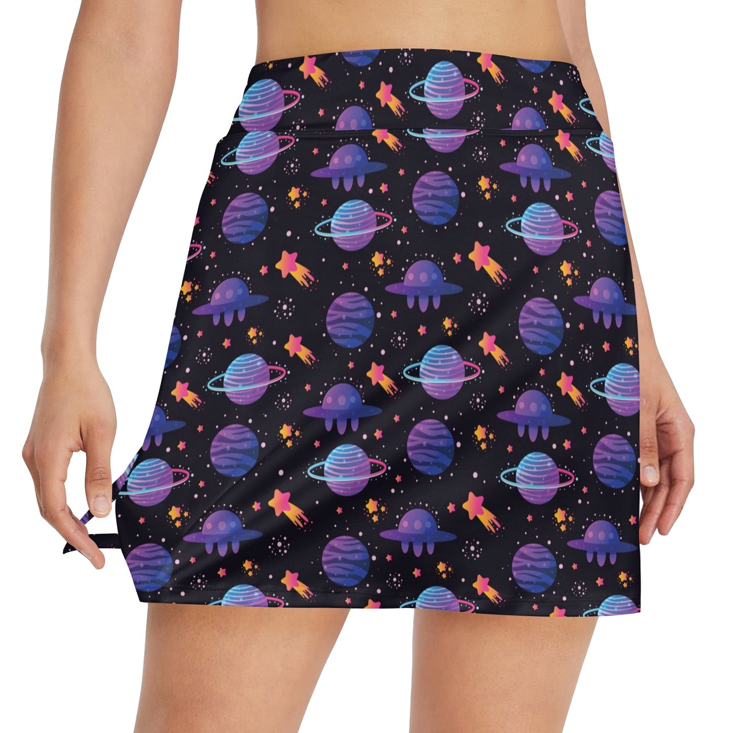 UFO Star Galaxy Print Design LKS308 17" Golf & Pickleball Skort with Pockets