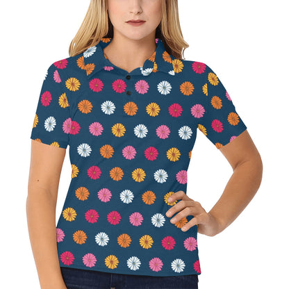 Gerberas Pattern Print Design GB06 Women's Polo Shirt