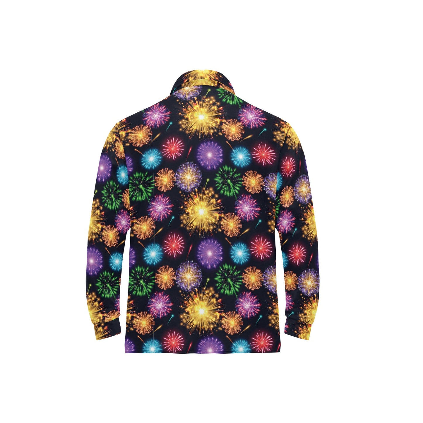 Firework Print Design LKS305 Long Sleeve Polo Shirt For Men's