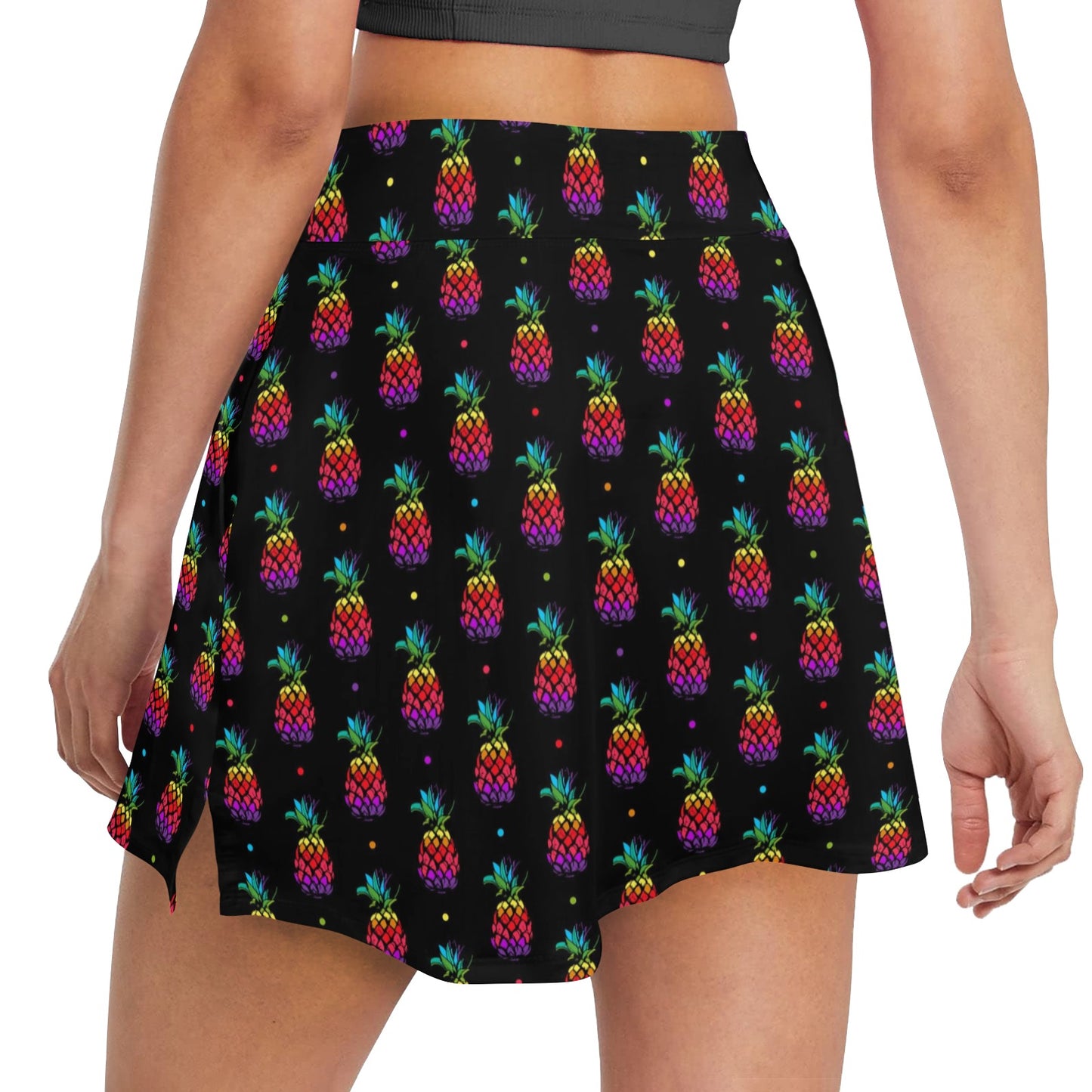 Pineapple Rainbow Dot Print 17" Golf & Pickleball Skort with Pockets