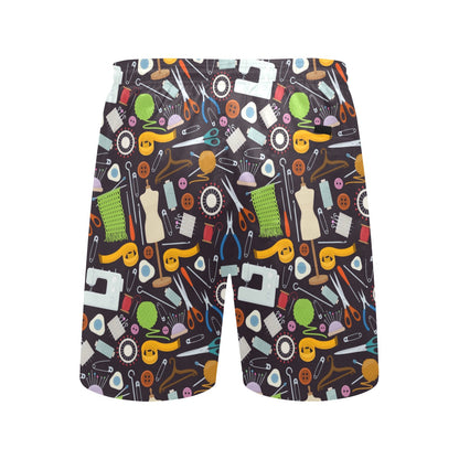 Sewing Equipment Print Design LKS308 Men's Swim Trunks Beach Shorts