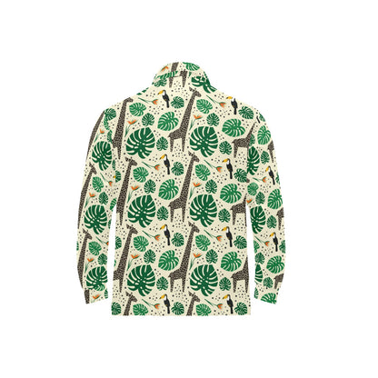 Rainforest Giraffe Pattern Print Design A02 Long Sleeve Polo Shirt For Men's