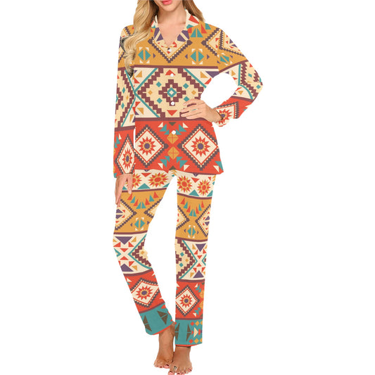 Navajo Pattern Print Design A01 Women's Long Pajama Set