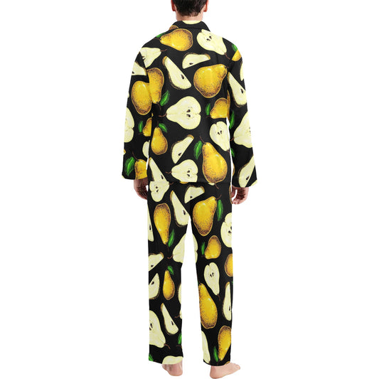 Pear Pattern Print Design PE01 Men's Long Pajama Set