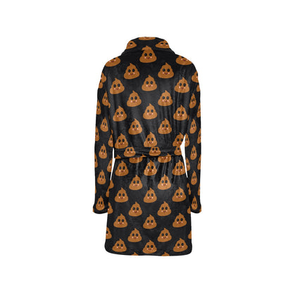 Poop Emoji Pattern Print Design A01 Women's Fleece Robe