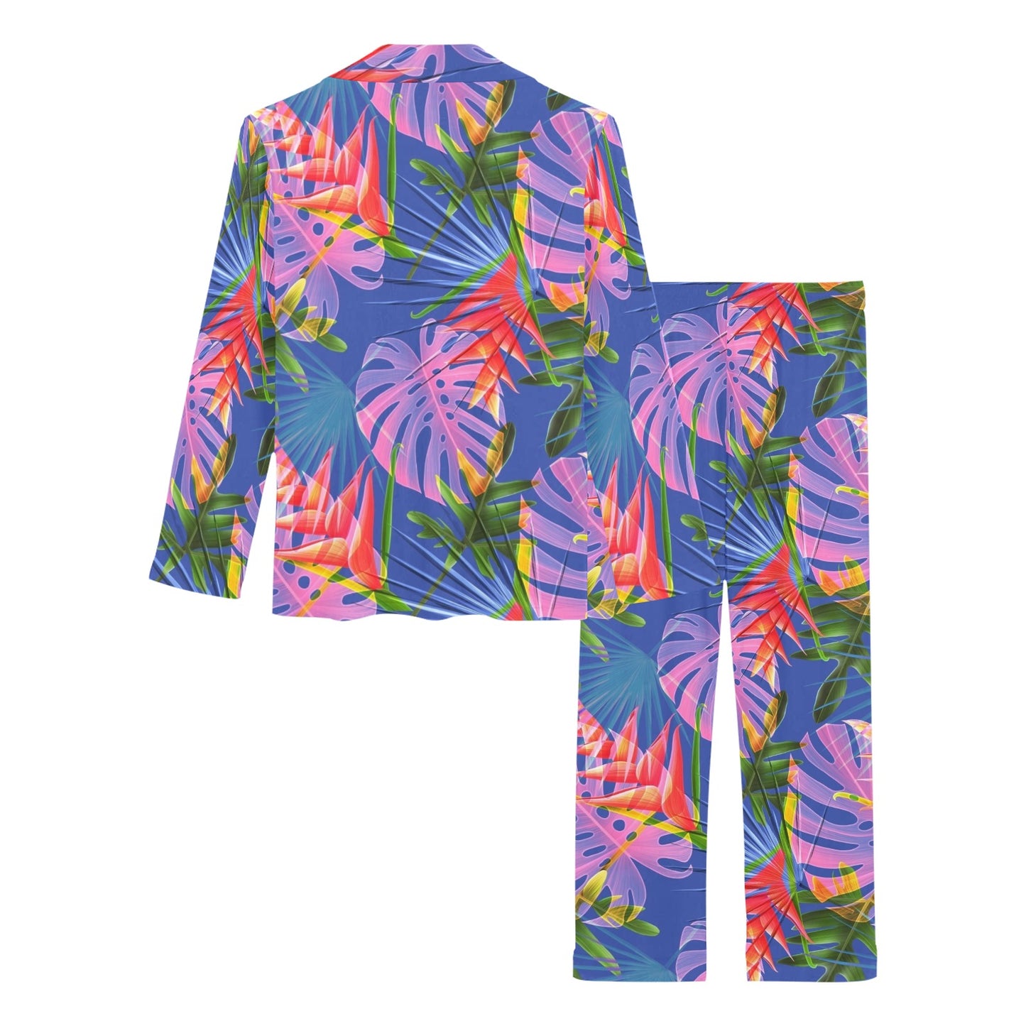Tropical Flower Pattern Print Design TF025 Women's Long Pajama Set