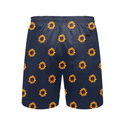 Sunflower Print Design LKS304 Men's Swim Trunks Beach Shorts