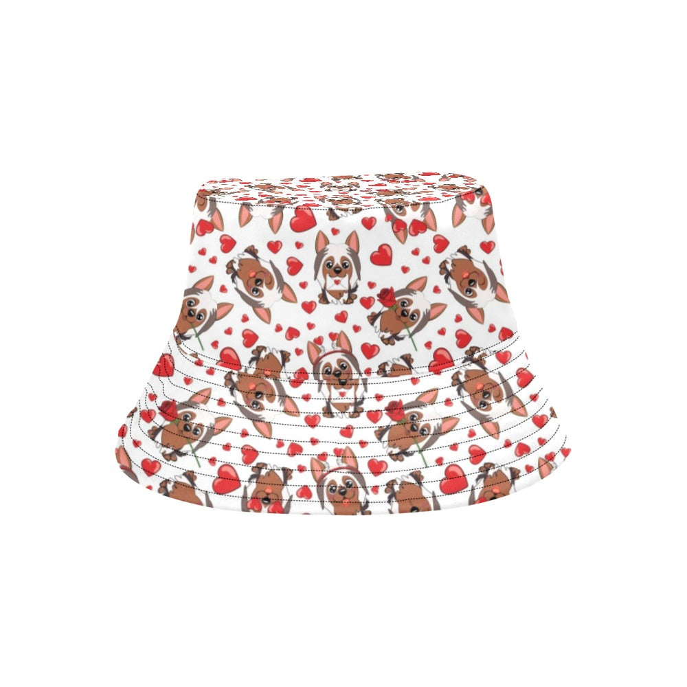 Silky Terriers Heart Print Design LKS302 Unisex Bucket Hat