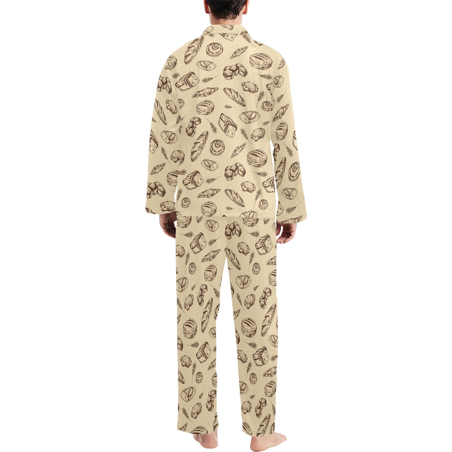 Bread Pattern Print Design 04 Men's Long Pajama Set