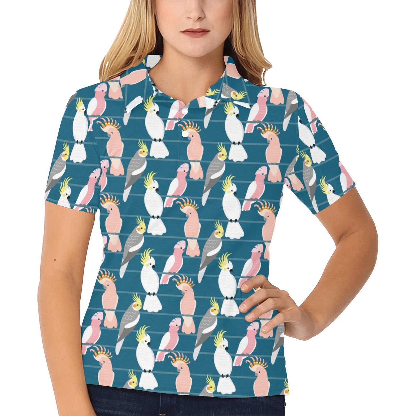 Cockatoo Print Design LKS401 Women's Polo Shirt
