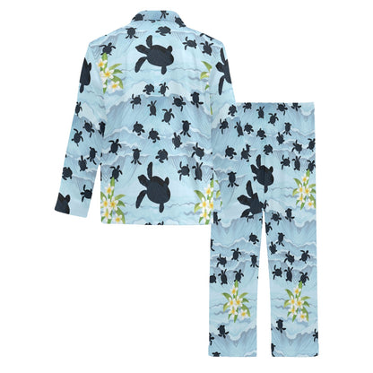 Sea Turtle Pattern Print Design T011 Men's Long Pajama Set