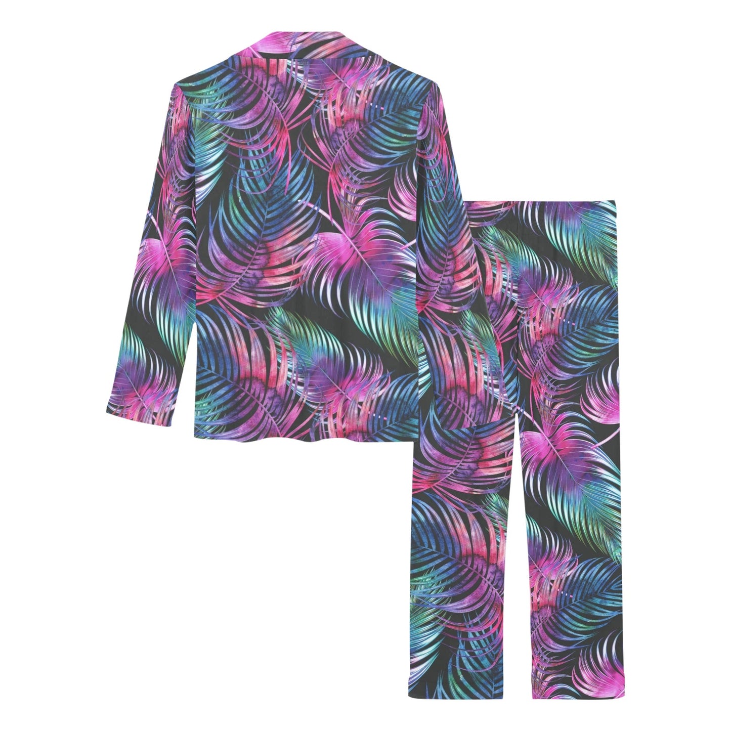 Palm Leaves Pattern Print Design PL010 Women's Long Pajama Set