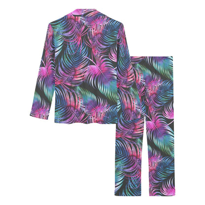 Palm Leaves Pattern Print Design PL010 Women's Long Pajama Set