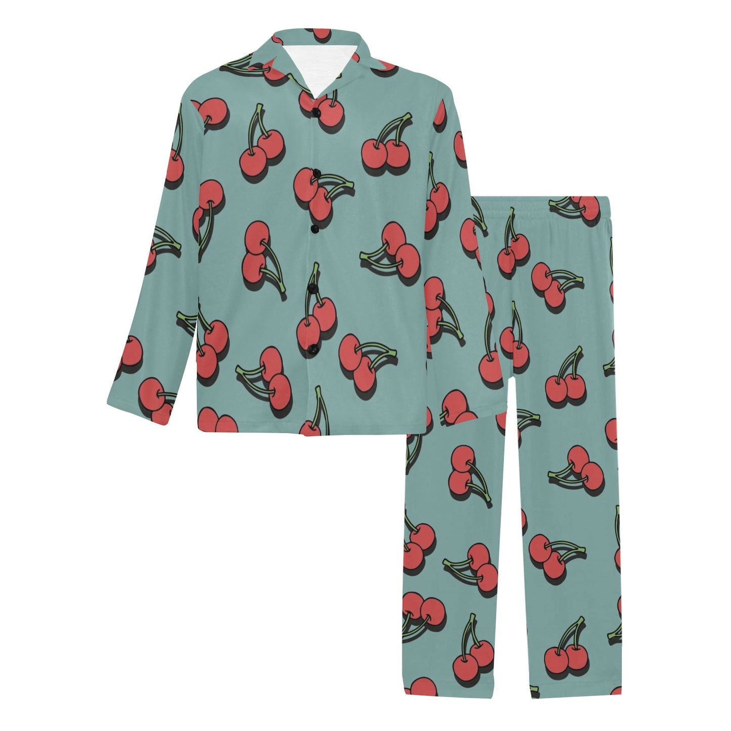 Cherry Pattern Print Design CH03 Men's Long Pajama Set