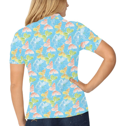 Butterfly Pattern Print Design 05 Women's Polo Shirt