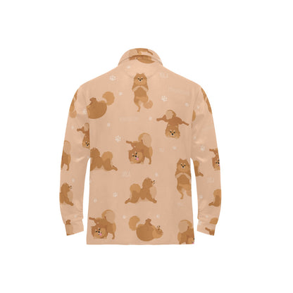 Pomeranians Pattern Print Design A06 Long Sleeve Polo Shirt For Men's
