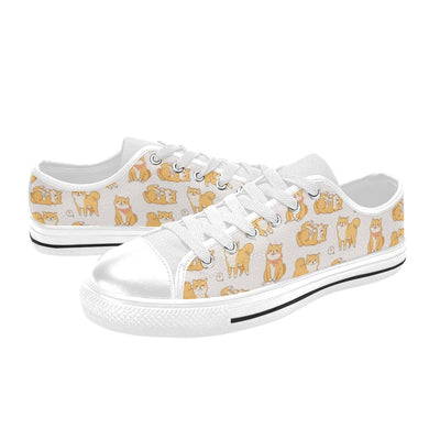 Shiba Inu Print Design LKS308 Women's White Low Top Shoes