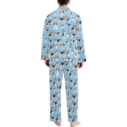 Beagle Pattern Print Design 03 Men's Long Pajama Set