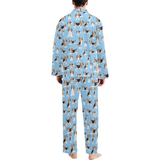 Beagle Pattern Print Design 03 Men's Long Pajama Set
