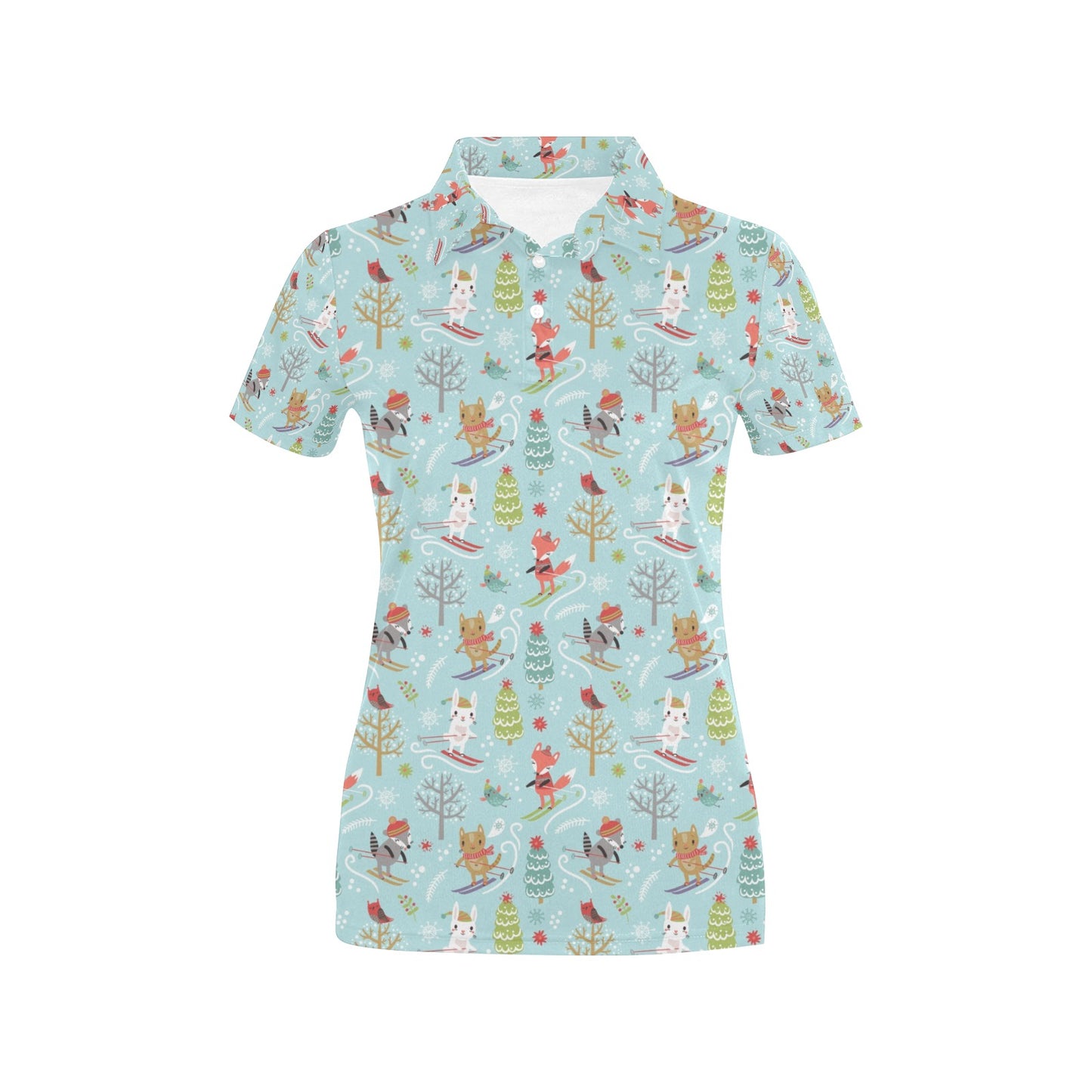 Ski Fox Cute Print Design LKS303 Women's Polo Shirt
