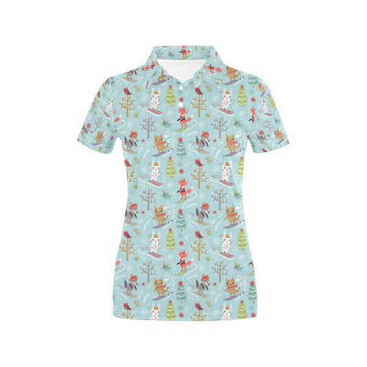 Ski Fox Cute Print Design LKS303 Women's Polo Shirt