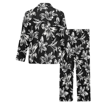 Amaryllis Pattern Print Design AL04 Men's Long Pajama Set