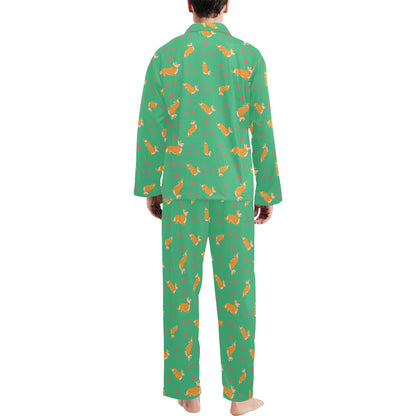 Cardigan Welsh Corgis Pattern Print Design 03 Men's Long Pajama Set