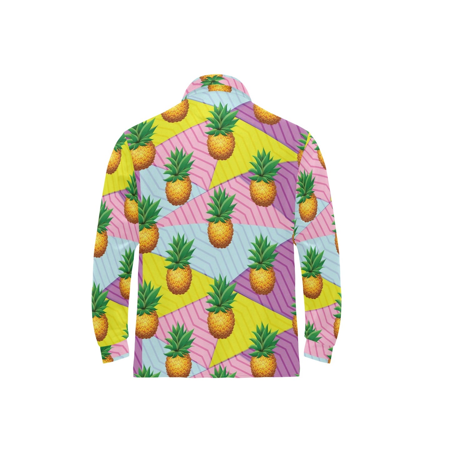 Pineapple Pattern Print Design PP05 Long Sleeve Polo Shirt For Men's