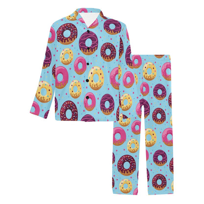 Donut Pattern Print Design DN07 Men's Long Pajama Set