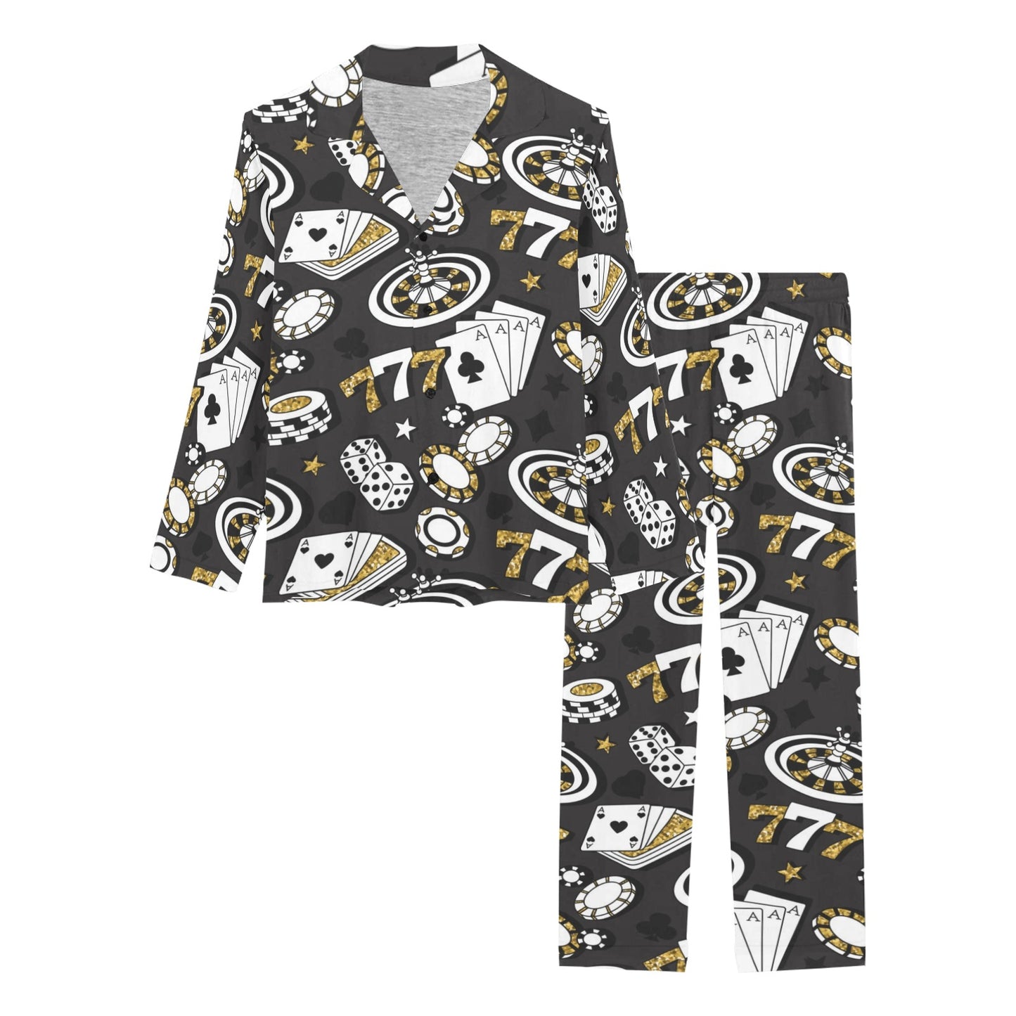 Casino Pattern Print Design 05 Women's Long Pajama Set