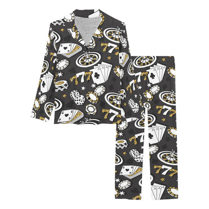 Casino Pattern Print Design 05 Women's Long Pajama Set
