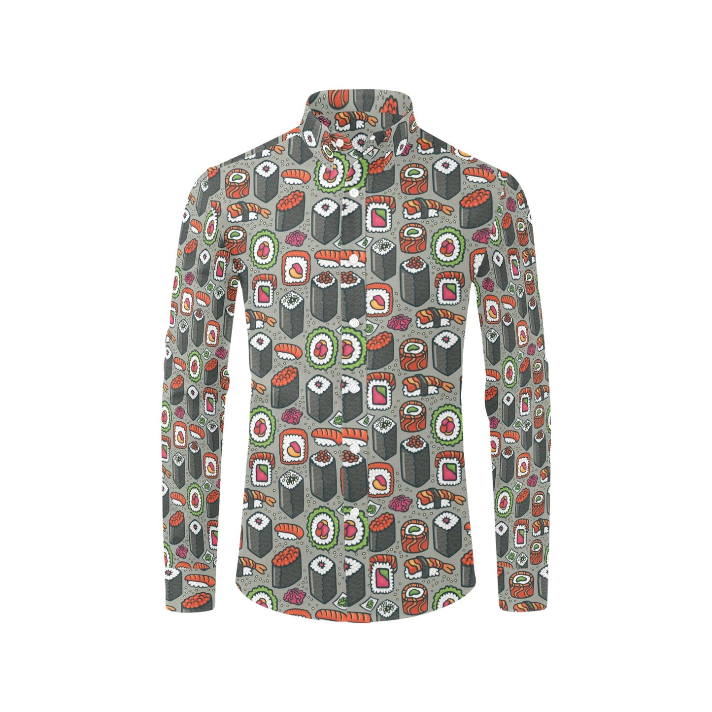 Sushi Print Design LKS301 Men's Long Sleeve Dress Shirt