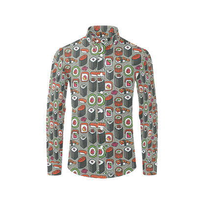 Sushi Print Design LKS301 Men's Long Sleeve Dress Shirt