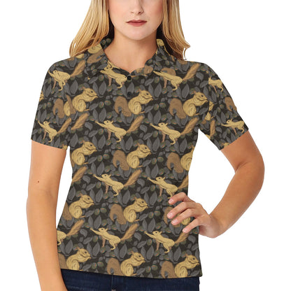 Squirrel Print Design LKS309 Women's Polo Shirt