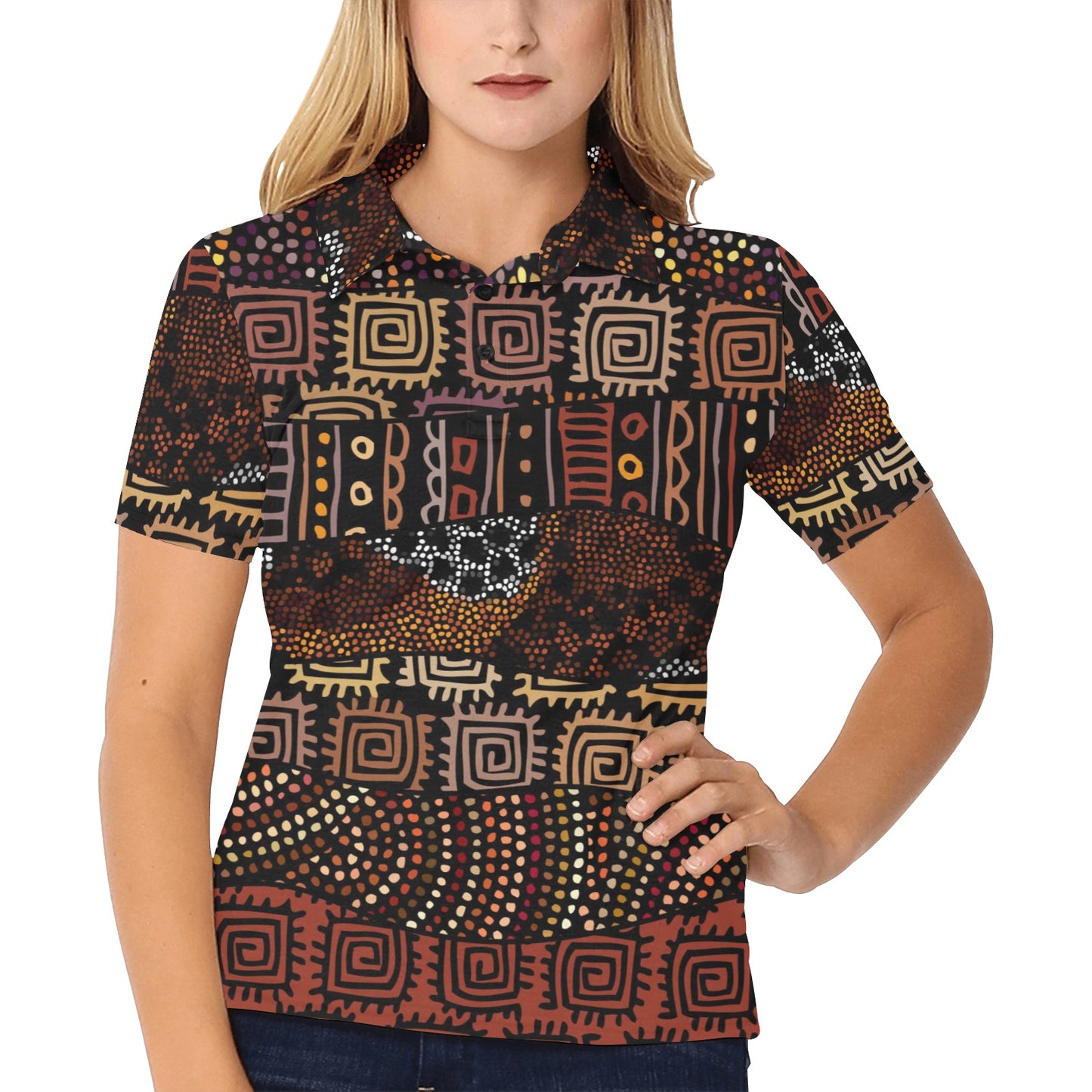 African Pattern Print Design 07 Women's Polo Shirt