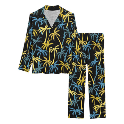 Palm Tree Pattern Women's Long Pajama Set
