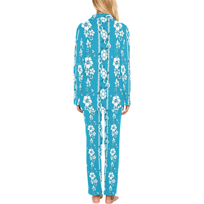 Hawaiian Themed Pattern Print Design H025 Women's Long Pajama Set