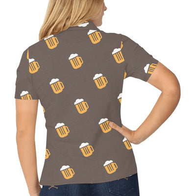 Beer Pattern Print Design 01 Women's Polo Shirt