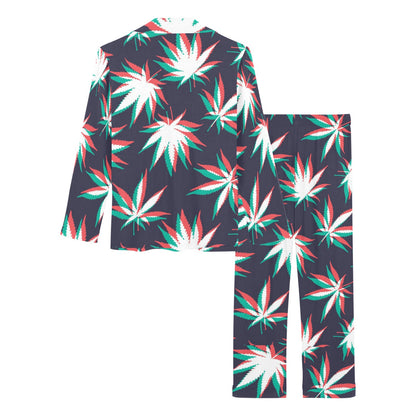 Pot Leaf Pattern Print Design A01 Women's Long Pajama Set
