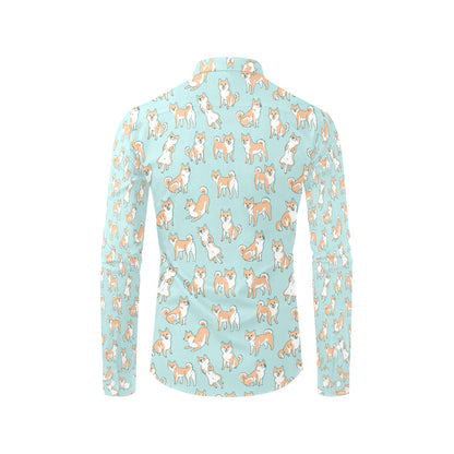 Shiba Inu Print Design LKS304 Men's Long Sleeve Dress Shirt