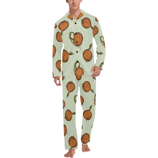 Onion Pattern Print Design A05 Men's Long Pajama Set