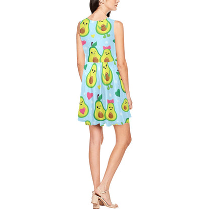 Avocado Pattern Print Design AC09 Sleeveless Dress
